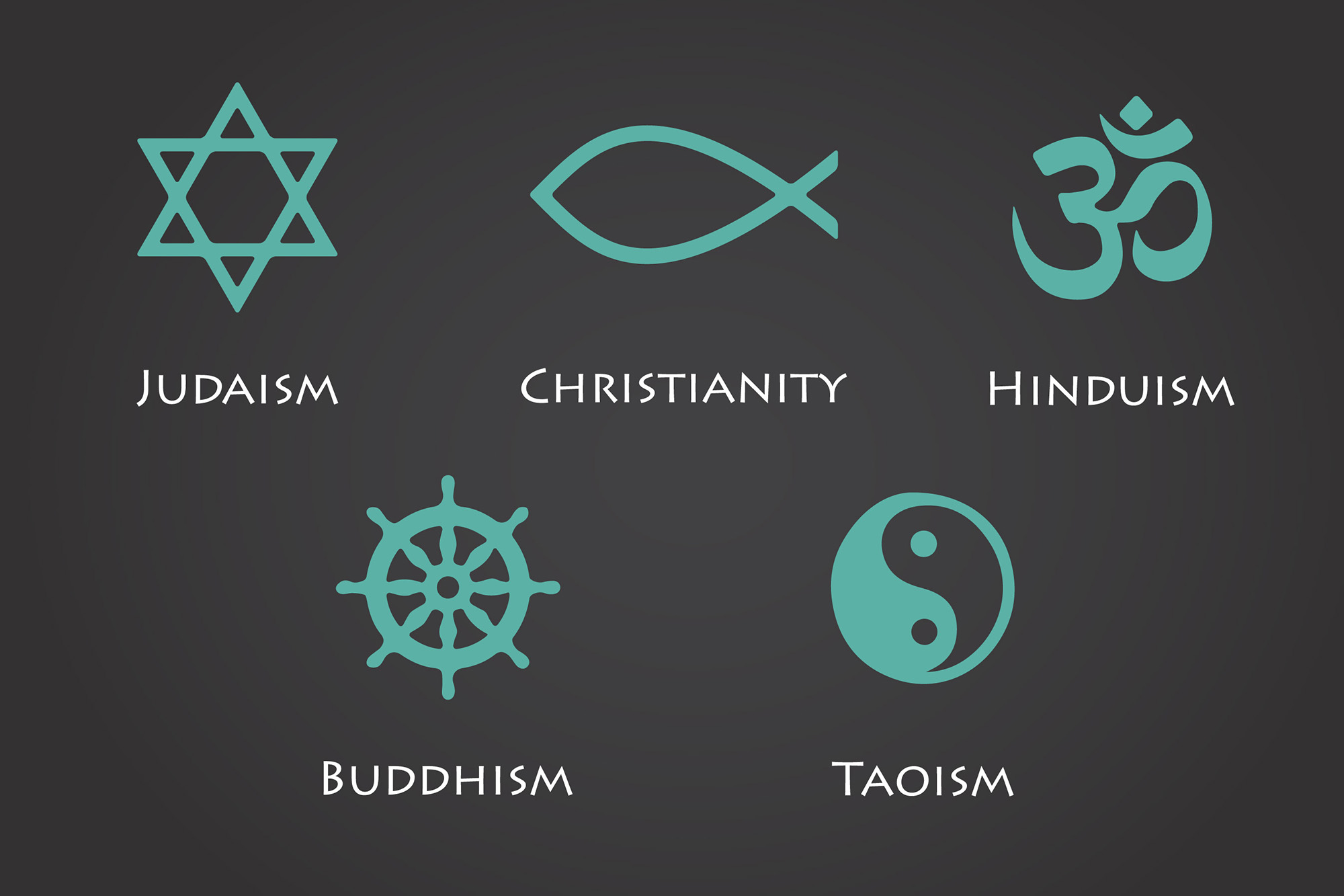 Selected world religion symbols. (Abscent84/Getty Images)