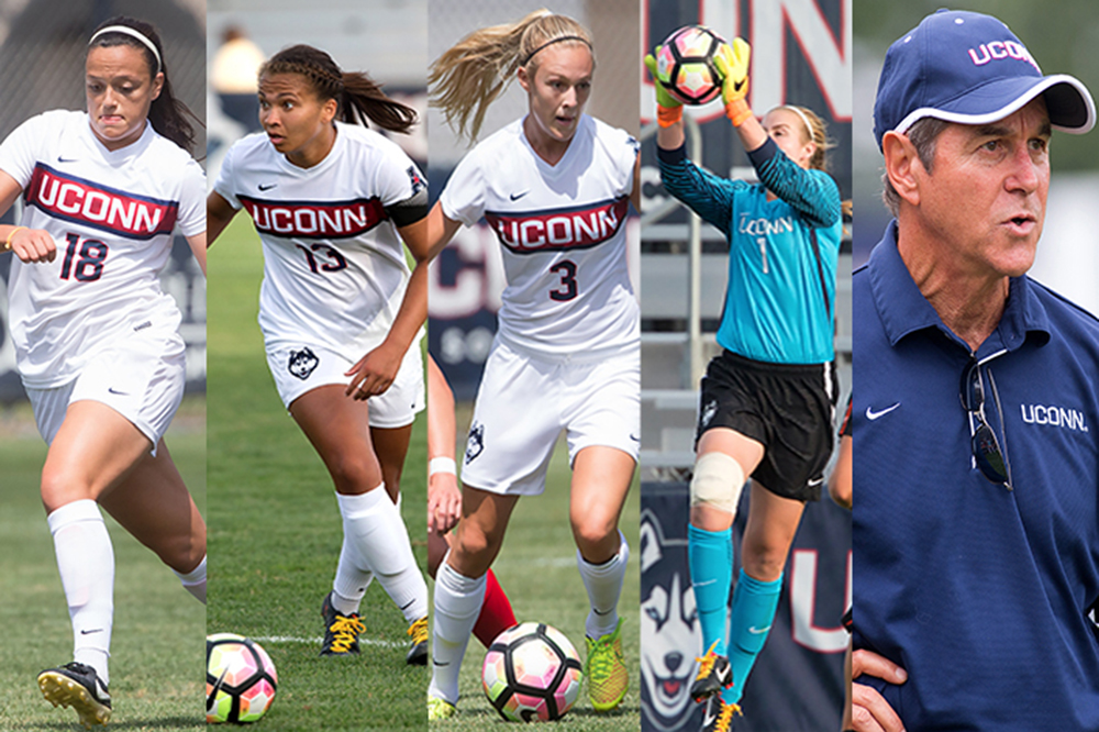 After claiming the 2016 American Athletic Conference regular season title Sunday, UConn women’s soccer brought home five major conference awards and had six Huskies earn All-Conference honors. (Stephen Slade '89 (SFA) for UConn)