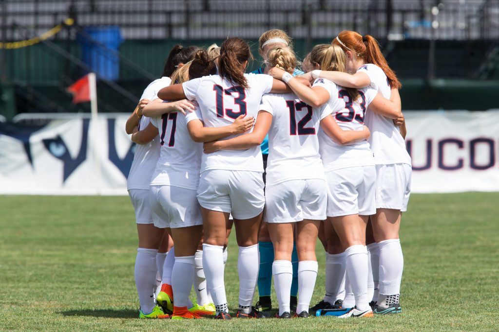 UConn women’s soccer team claimed the 2016 American Athletic Conference with two goals from senior Stephanie Ribeiro. (Stephen Slade '89 (SFA) for UConn)