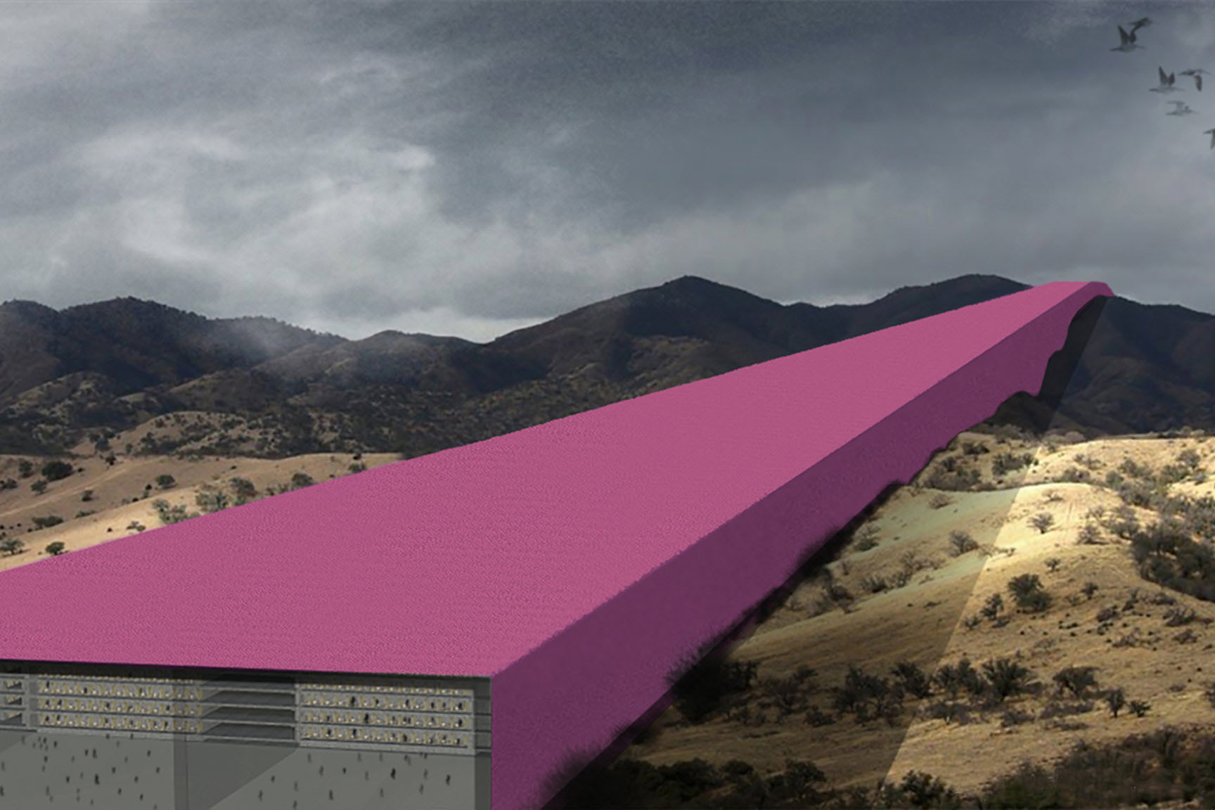 Through a virtual architectural design, a UConn professor takes an ironic look at the relationship between border walls and the philosophical concept of a state. (Image by Augustin Avalos, Estudio Pi S.C., Hassanaly Ladha)