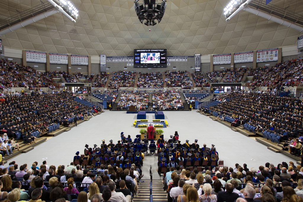 Commencement ceremonies taking place in Gampel Pavilion. (File photo by Stephen Slade '89 (SFA) for UConn)