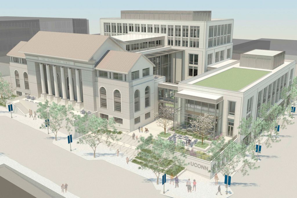 Rendering of new UConn Hartford downtown campus. (Rendering by HB Nitkin Group, Ramba, Robert A.M. Stern Architects LLP)