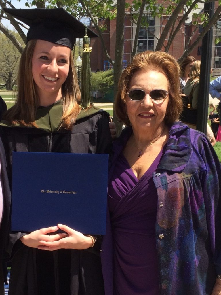 Carrie Margeson '15 (PharmD) and her grandmorher, Rosa Maria Puget Garcia, graduation in 2015.