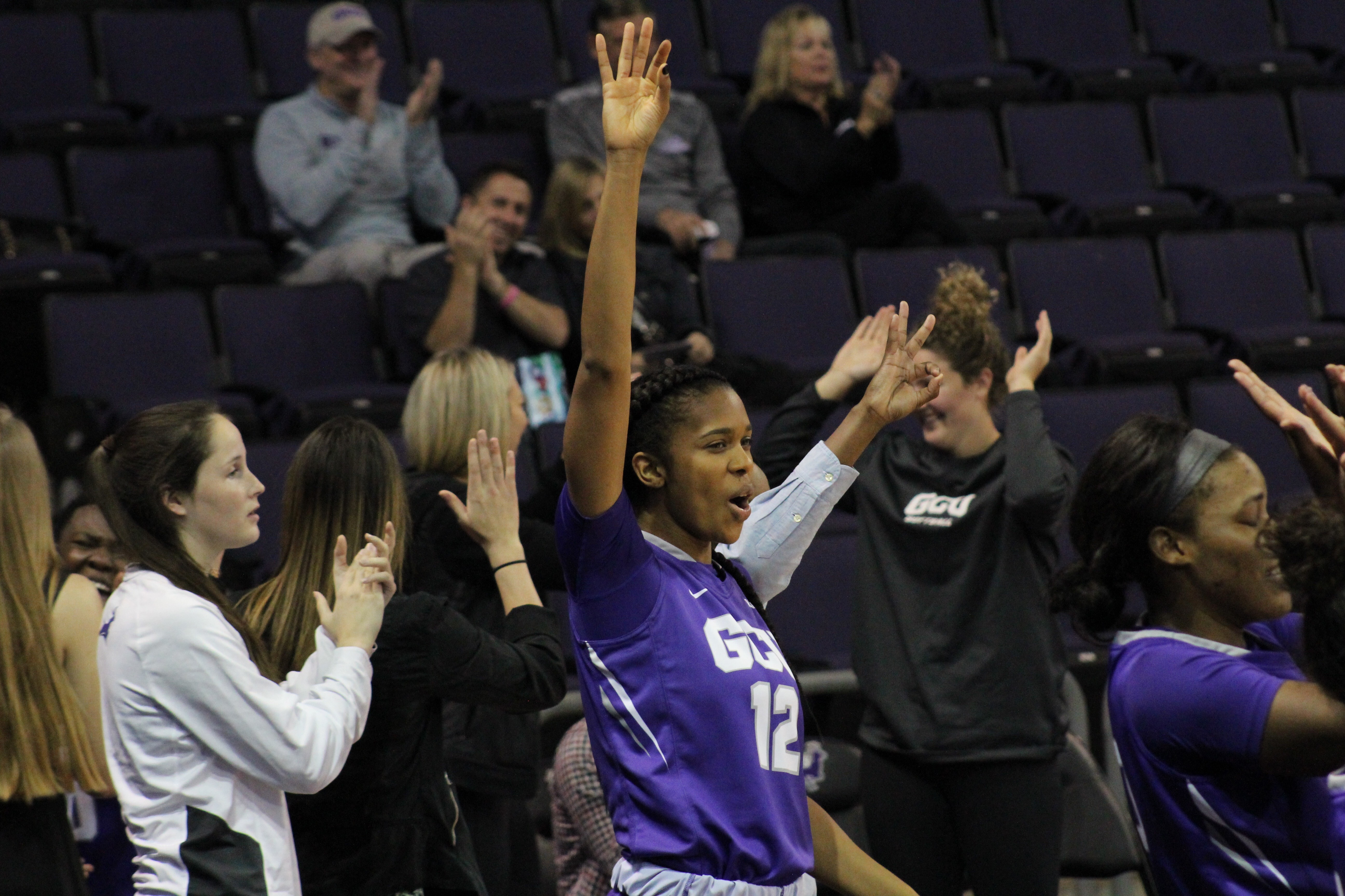 Erika Thomas '16 played volleyball throughout her four-year career at UConn. She also played a year of Division I basketball while working for a master's degree at Grand Canyon University. (GCU Photo)