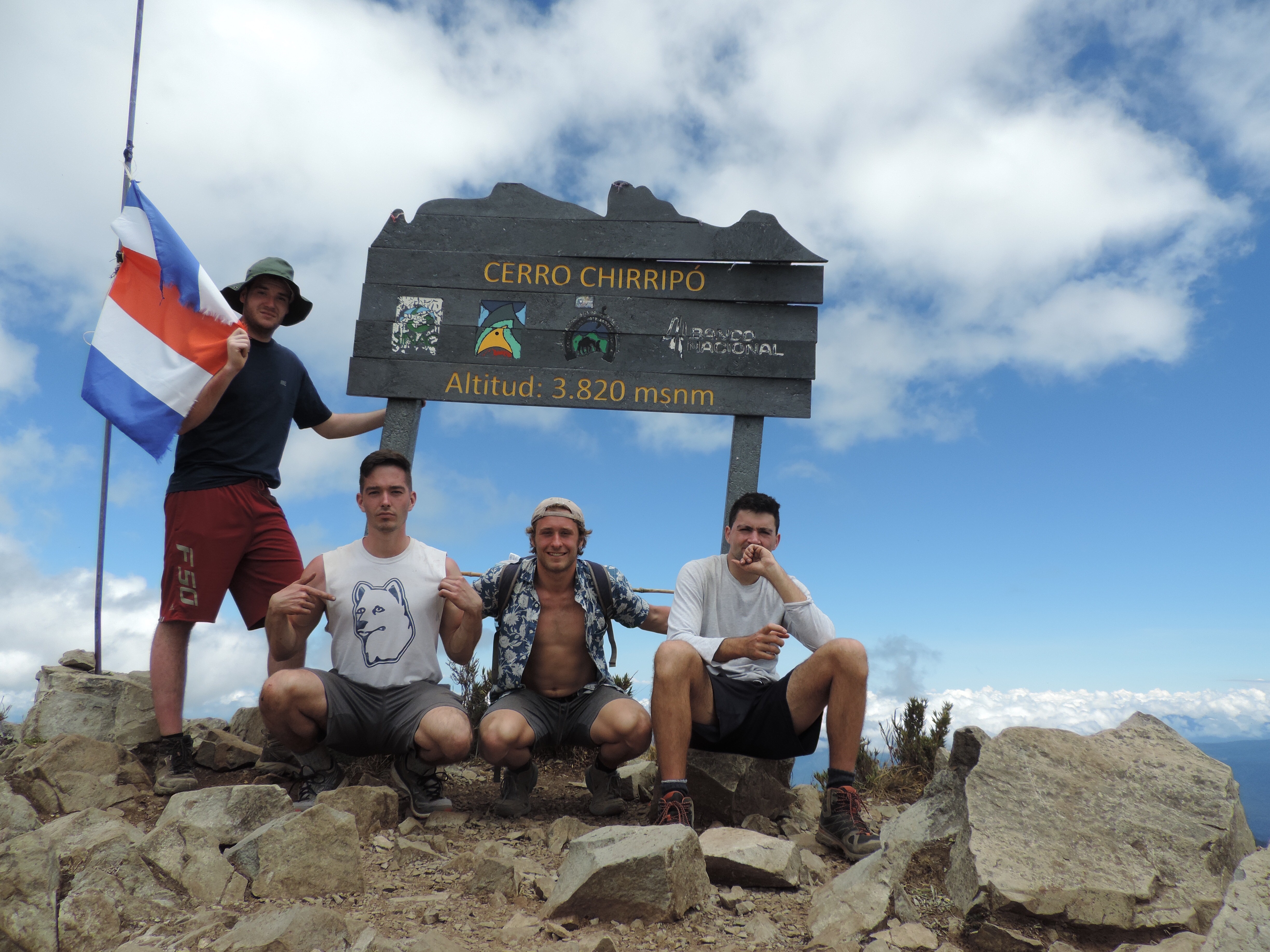 Stephen Schmidt, Garrett Yantosh, Mathew Pias and Conor Champagne, all Class of 2017, climbed to the summit of the tallest mountain in Costa Rica, Cerro Chirripo: 12,532 feet.
