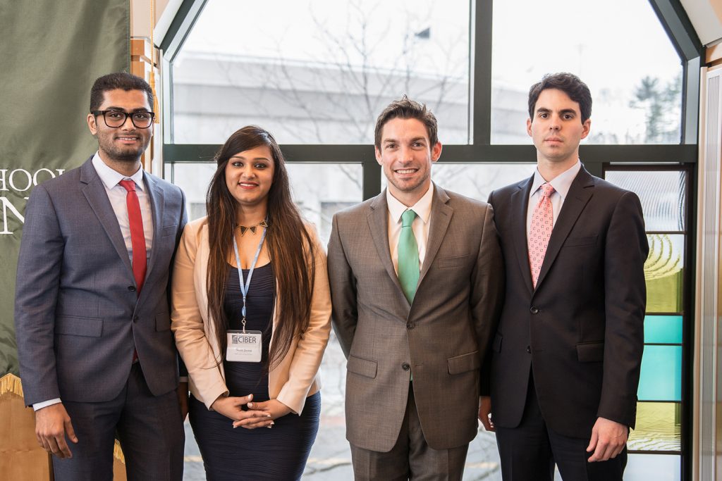 2017 GE Global Fellows Milin Chhanechhara, Nidhi Jaswal, Leonard Borriello, and Michael Ballard (Nathan Oldham/UConn photo)