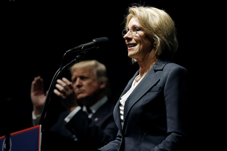 Secretary DeVos and President Trump want to put more money toward ‘school choice,’ but less in CTE and other areas that evidence shows bolster the economy. (Reuters/Mike Segar, via The Conversation)