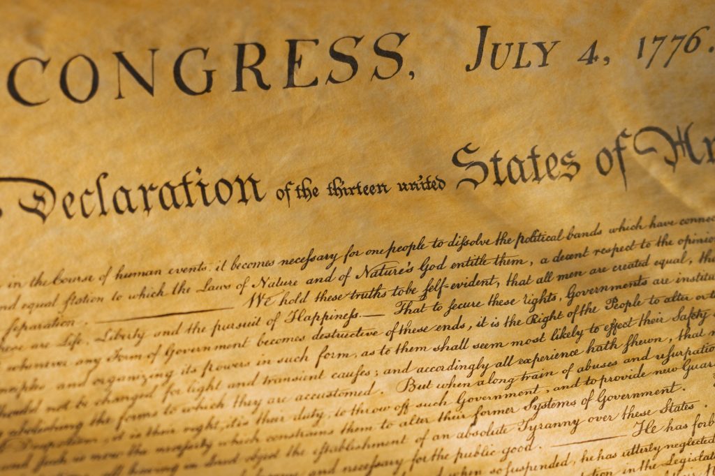 Close-up of the Declaration of Independence. (Getty Images)
