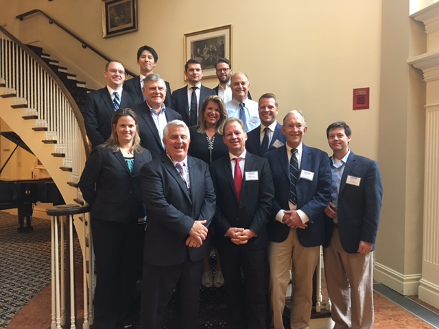 Sports medicine surgeons and researchers from around the globe gathered for UConn Health’s first International Sports Medicine Symposium on July 14. Some attendees included in photo include: Dr. Katherine Coyner, Dr. Augustus D. Mazzocca, Dr. Andreas Imhoff, Dr. John Fulkerson, Dr. Corey Edgar (Row 1), Dr. Kevin Shea, Mary Beth McCarthy, and Dr. Knut Beitzel (Row 2), Dr. James Wiley, Dr. Daichi Morikawa, Dr. Bastian Scheiderer, Dr. Florian Imhoff and Dr. Robert Arciero (Row 3).