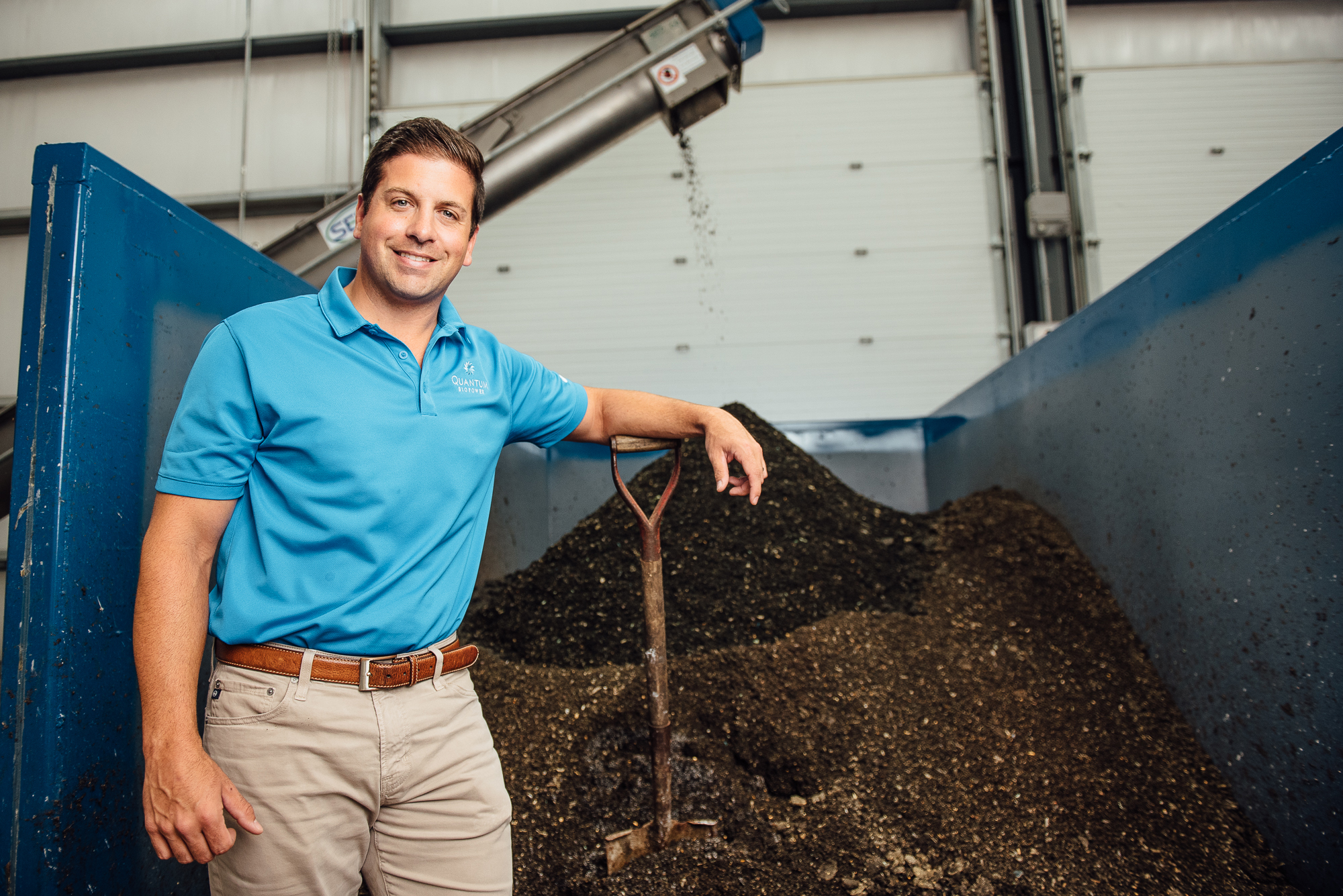 UConn alumnus Brian Paganini '03 (BUS) designed and runs ‘Quantum Biopower,’ Connecticut’s first food waste-to-energy facility. (Nathan Oldham/UConn Photo)