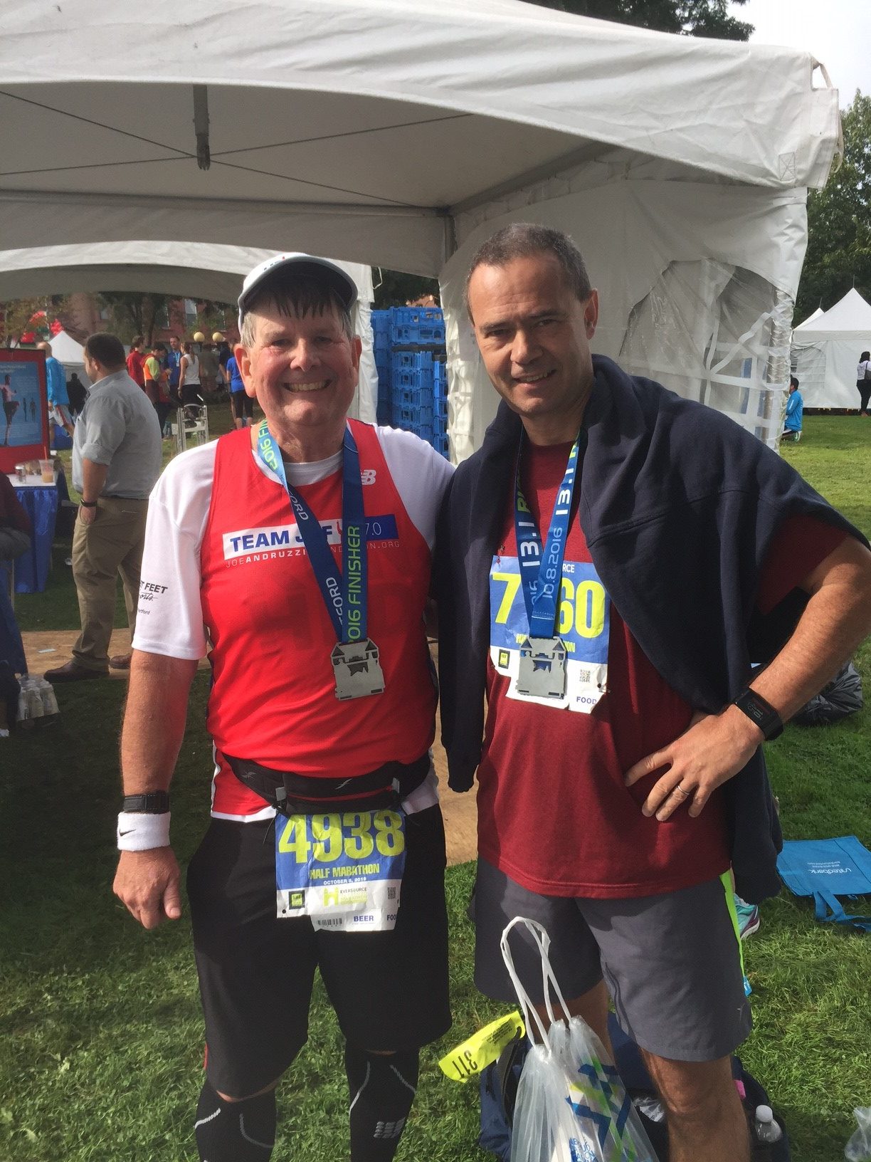 "We had a great time," said Calhoun Cardiology Center patient Bill Donovan, heart attack and cardiac arrest survivor who ran the Hartford Half Marathon for the second time with his cardiologist. "Dr. Heiko Schmitt's time was 2:02 and mine was 2:47. We were both happy with our results."