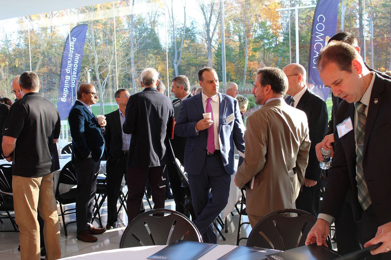 Invited Guests, UConn faculty and staff, and industry professionals all gathered at the inaugural UConn Tech Park Symposium, which showcased completion of the first phase of construction. (Joanna Desjardin/UConn Photo)
