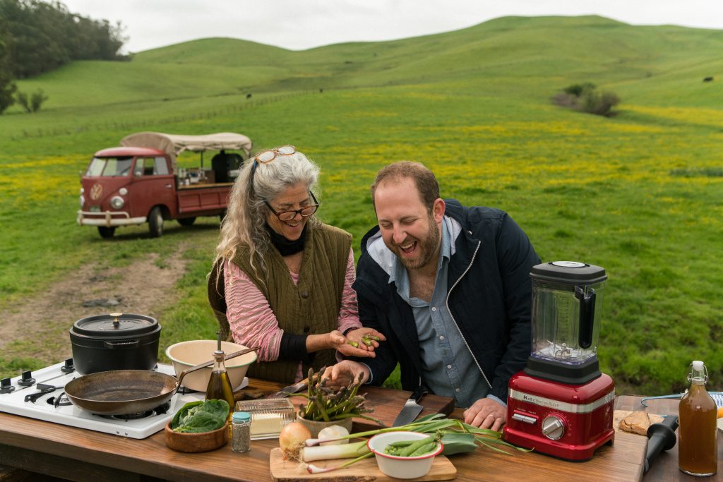 During a July episode of 'Scraps,' Gamoran and longtime friend Sally Hiebert foraged along Sonoma, California, roadsides to prepare a found feast for locals there.