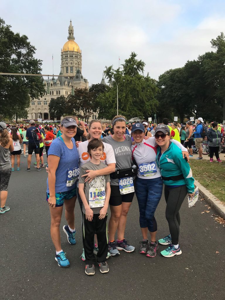 UConn Foundation staff also ran the big race. Here is Heather McDonald, Lauren Prause, Rachel Marshall, Abbie O'Brien, Jack O'Brien (Abbie's son) and Jen Doak-Mathewson.