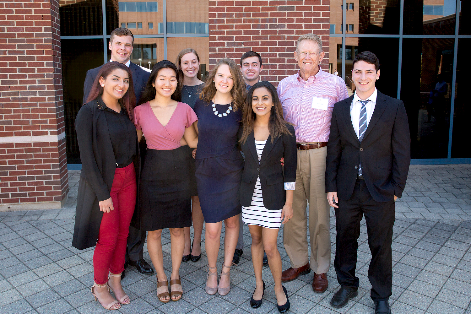 Holster Scholar presenters with Robert Holster '68 (CLAS), second from right, on September 25, 2017.