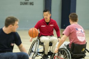 Senior Long Du, an actuarial science major, plays wheelchair basketball. (Garrett Spahn '18 (CLAS)/UConn Photo)
