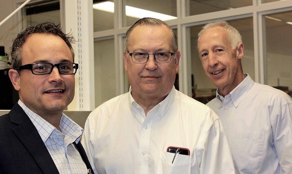 Yaworski, Hill, and Grant in the lab.