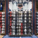 A wall of caps at the UConn Bookstore on Hillside Road. (Sean Flynn/UConn Photo)