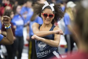 Students at HuskyTHON, a dance marathon to raise money for Connecticut Children’s Medical Center on Feb. 17, 2018. (Sean Flynn/UConn Photo)