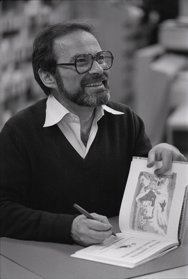 Renowned author and illustrator Maurice Sendak signs books at the UConn Coop bookstore on April 28, 1981. (Jo Lincoln Photo, courtesy of Archives &amp; Special Collections, UConn Library)