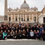 UConn’s Concert Choir outside the chapel at St.  Peter’s Basilica in Rome. (Emily Lattanzi/UConn Photo)