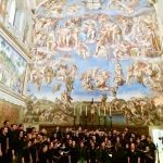 The Concert Choir sings at the Sistine Chapel, a chapel in the Apostolic Palace, the official residence of the Pope, in Vatican City.