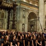 Singing before the altar at St. Peter’s Basilica in Rome. (Emily Lattanzi/UConn Photo)