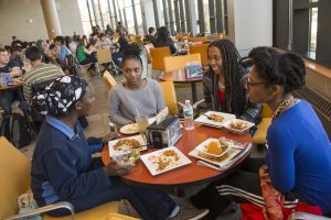 Students eat a meal at the McMahon Dining Hall. (Al Ferreira/UConn Photo)