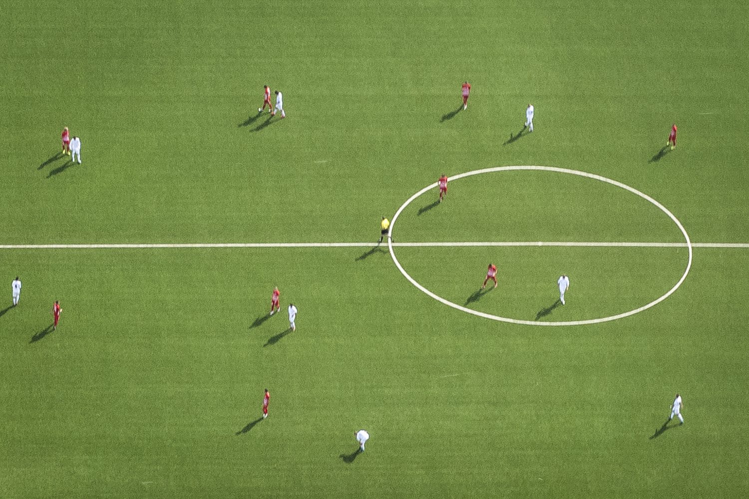 Soccer players from above
