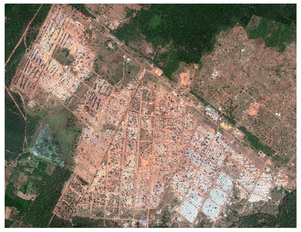 A satellite image of a refugee camp. (Chanda Witharana)