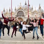 UConn musicians celebrate their visit to Venice. (Jamie Spillane/UConn Photo)