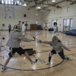 Hits are made with the point. The target area varies according to the type of fencing. Fencing is a sport that requires both physical and mental skill, and lightning-quick reactions. (Garrett Spahn '18 (CLAS)/UConn Photo)