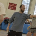 Jonathan Ferris, coach of the UConn Fencing Club, directs practice. Practices are held two to three times a week, to prepare for a tournament each semester. The UConn club also competes in meets with other fencing clubs in the area. (Garrett Spahn '18 (CLAS)/UConn Photo)
