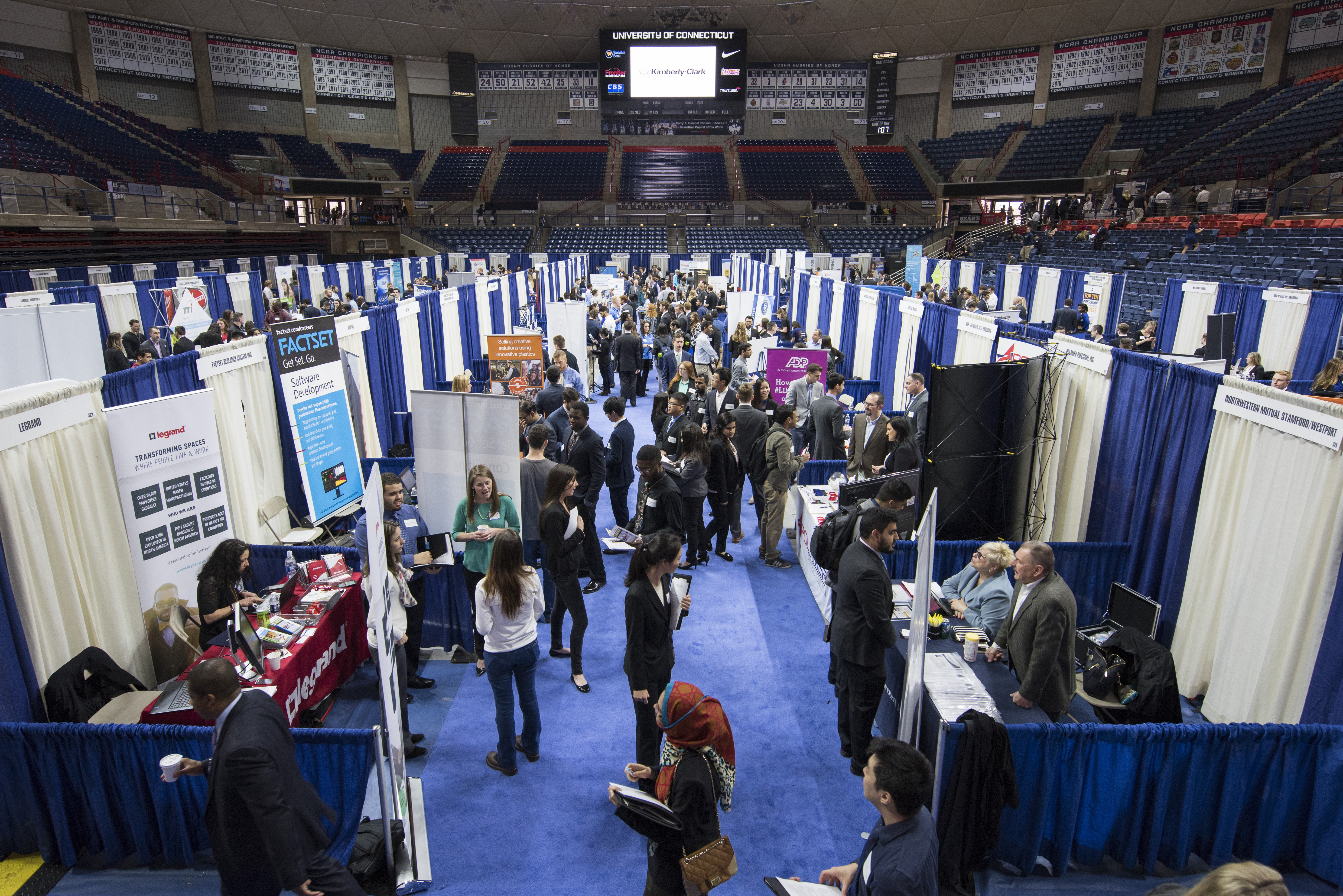 Students attend a Career Fair in Gampel Pavilion. (Ryan Glista/UConn Photo)
