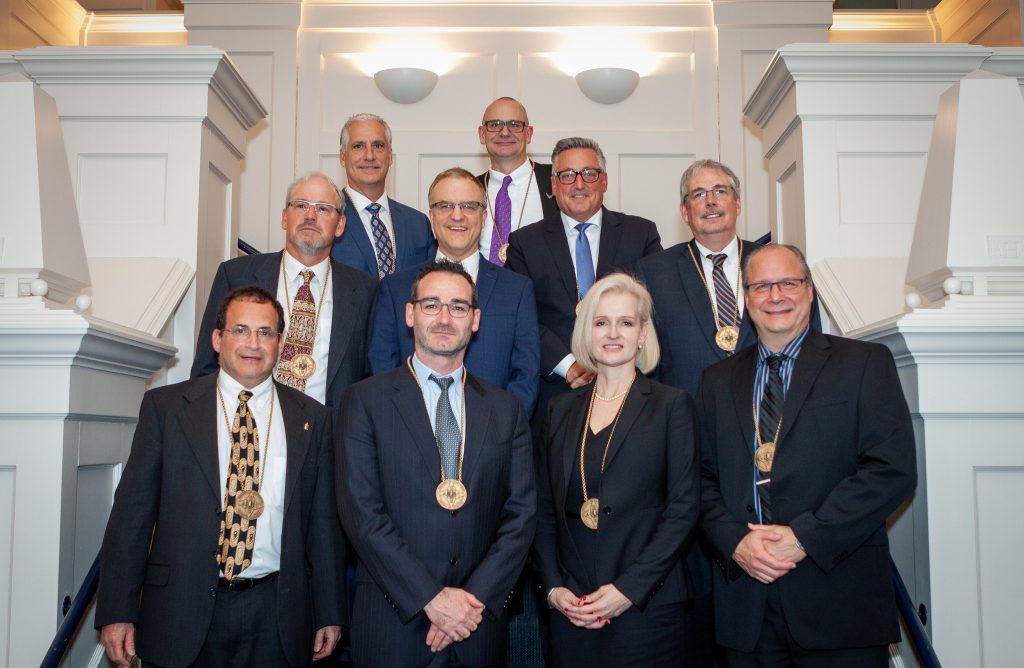 All ten of the 2018 inductees into the Academy of Distinguished Engineers (Christopher Larosa/UConn Photo)