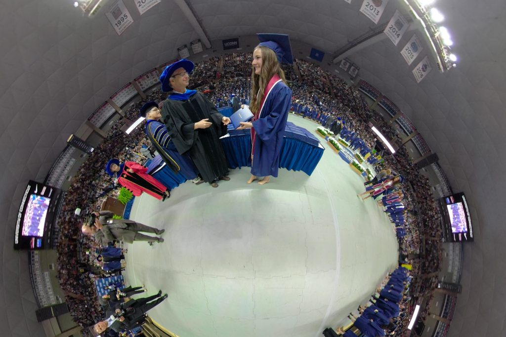 CLAS Commencement in 360 on May 6, 2018. (Bret Eckhardt/UConn Photo)