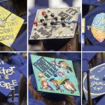 A composite of caps seen at the College of Liberal Arts and Sciences Commencement ceremony. (Sean Flynn/UConn Photo)