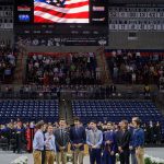 UConn a capella group the Conn Men sing the National Anthem at the School of Engineering Commencement ceremony. (Peter Morenus/UConn Photo)