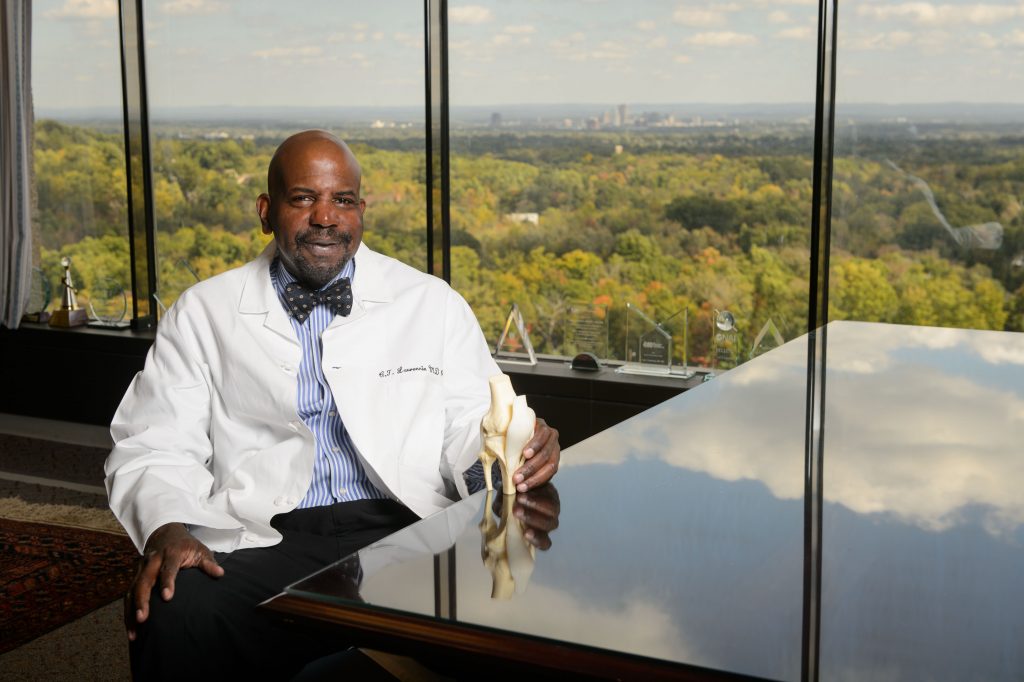 Cato Laurencin at his office at UConn Health in Farmington on Oct. 6, 2014. (Peter Morenus/UConn Photo)
