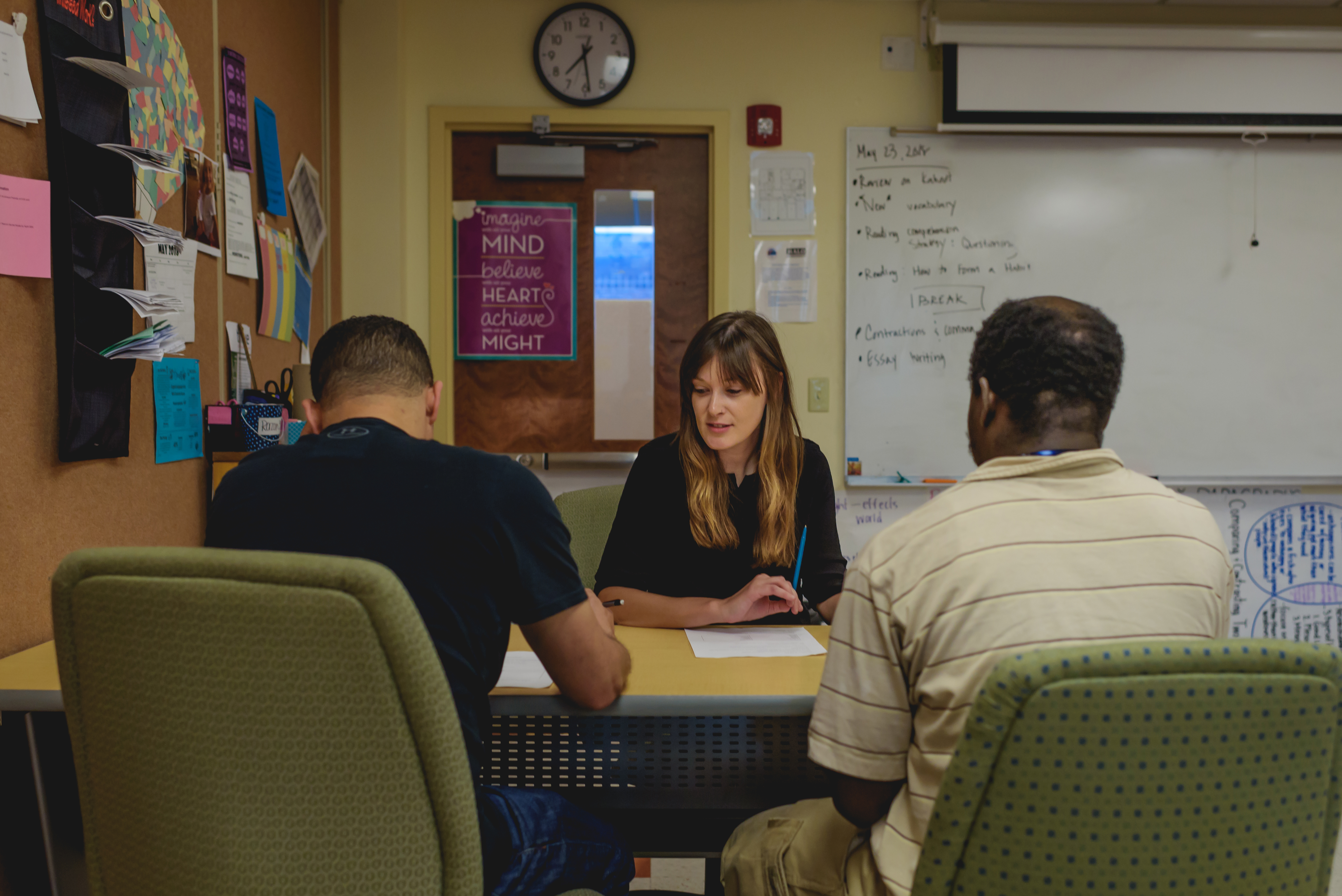 Kristi Kaeppel, a graduate student in the Neag School of Education, teaching adult students. (Photo by Rob Deza)