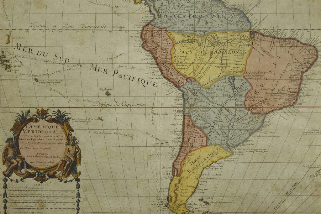 South America, by Guillaume de l'Isle, Paris, 1700. Engraving. (Photo by DeAgostini/Getty Images)