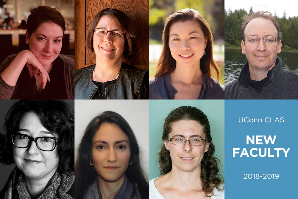 A collage of head shots of seven new professors who joined the UConn CLAS faculty in August.