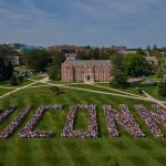 The Class of 2022 assembled for their class picture on the Great Lawn on Aug. 25. This year's freshman class of 5,500, with a majority drawn from Connecticut, is the largest ever, the most diverse, and among the most academically accomplished in recent history. (Peter Morenus/UConn Photo)