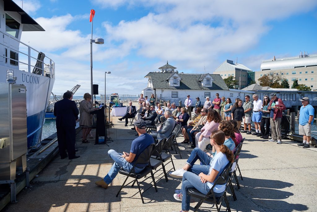 The recommissioning ceremony for the R/V Connecticut held at the Avery Point campus on Sept. 13, 2018. (Peter Morenus/UConn Photo)