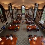 A view of the South Reading Room at the Wilbur Cross Building during remodeling on Sept. 24, 2018. (Peter Morenus/UConn Photo)