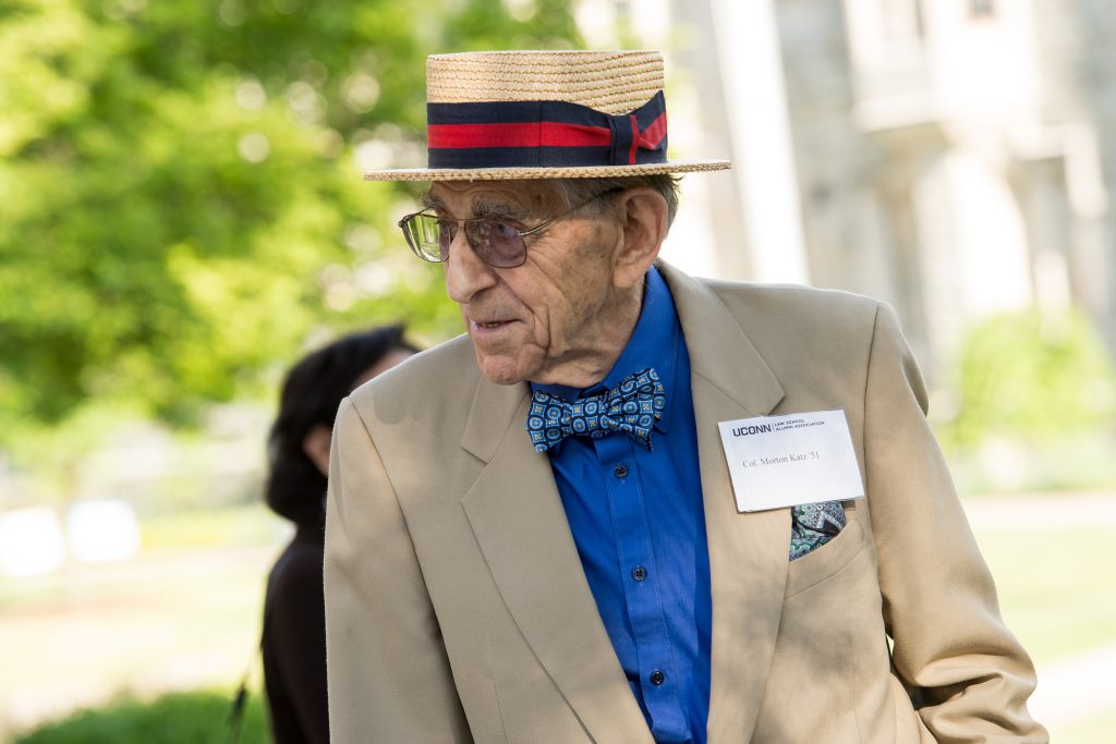 Morton Katz '51 attending a UConn School of Law reunion event in 2015. (Spencer A. Sloan for UConn)