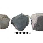 Stone tools, such as these choppers from the Hahgtenak-3 site, are some of the earliest and most easily identifiable artifacts made by humans, says Adler, and are made by flaking off smaller pieces of stone with a hammerstone. It is thought early humans used these tools for various purposes, such as cutting meat and plants.