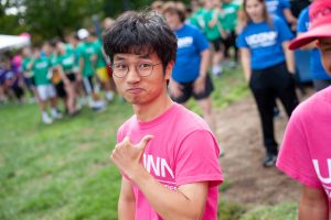 Cisco Cheng, a member of Leadership House, during Learning Communities Field Day. (Defining Studios Photography for UConn)