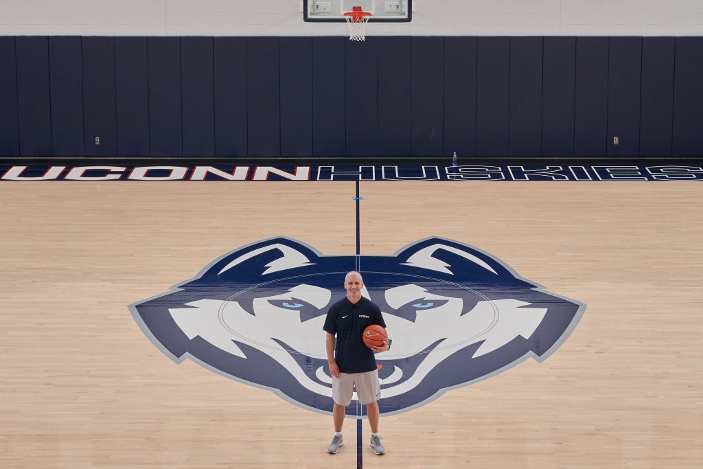 Coach Hurley at the Werth Family UConn Basketball Champions Center. (Peter Morenus/UConn Photo)