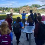 Outside of Storrs Hall, students get to view a green roof up close, and learn about how green roofs play a role in rainwater management. (Chet Arnold/UConn Photo)